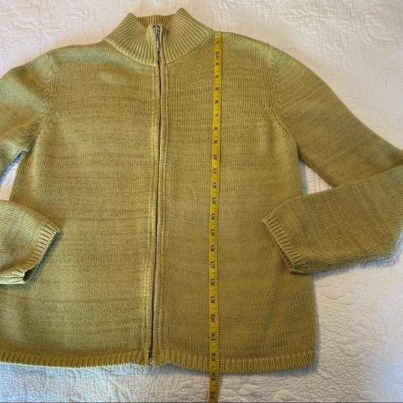 Bryn Walker Zip Front Green Cotton Cardigan - S - Picture 9 of 10